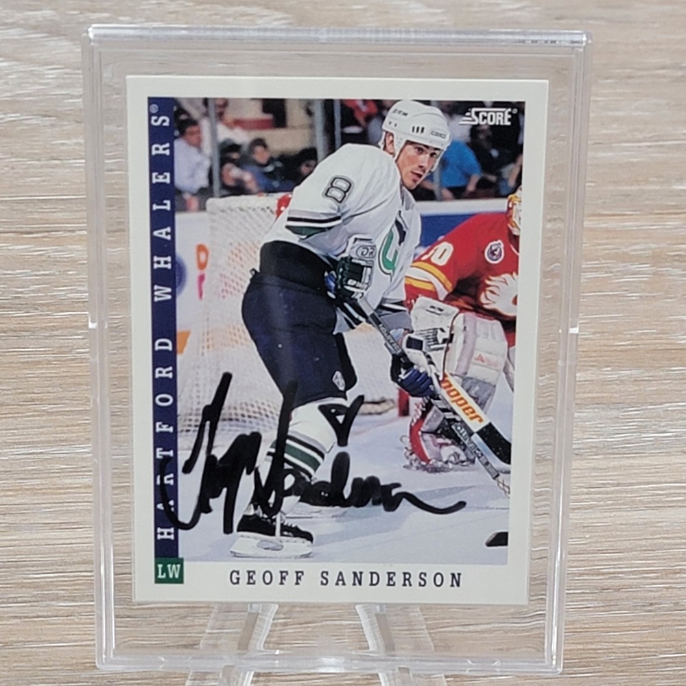 Geoff Sanderson Signed 1993 Score Hartford Whalers Hockey Card 213 Autograph